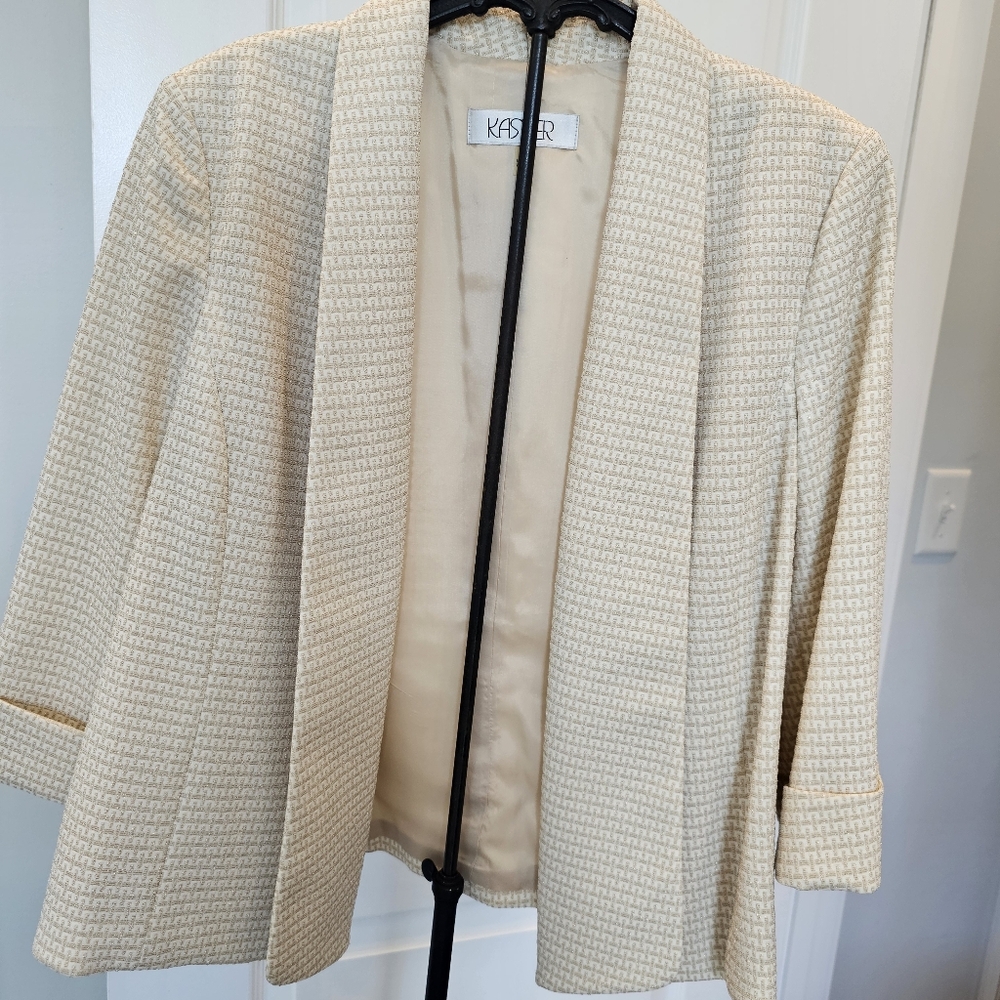 KASPER Women's Gold/Metallic Textured Jacket/ Pencil Skirt Set SZ 14p - Picture 2 of 10